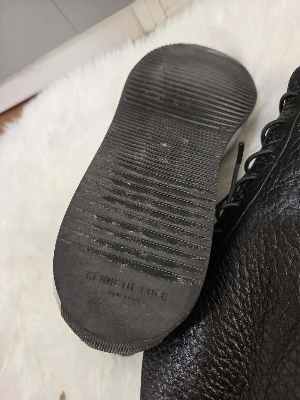 Kenneth Cole Black Leather High-Top Boots For Mens